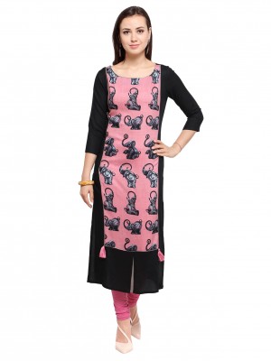 Crazy Bachat Women's Designer Ethnic Fully Stitched Tunic Cotton Rayon Printed Kurti